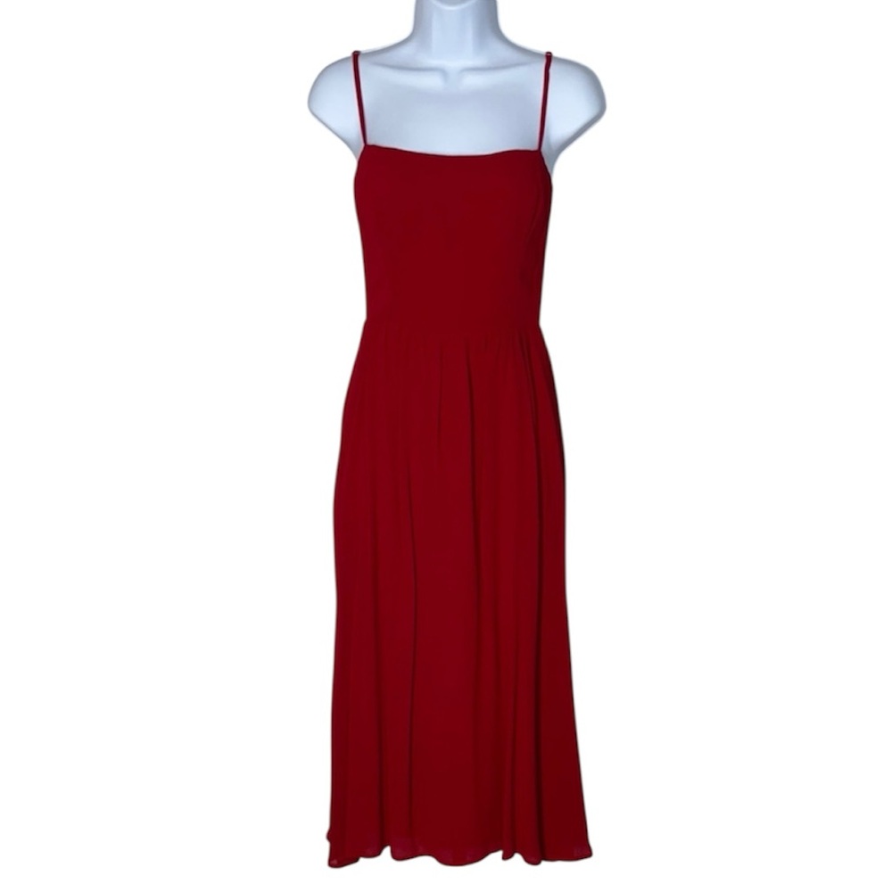 Reformation Red Rose Hip Midi Dress with Spaghetti Straps